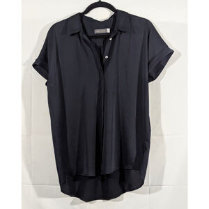 Mint Velvet Women’s Navy Short Sleeve Blouse High Low Hem UK Size 12/US Size 8